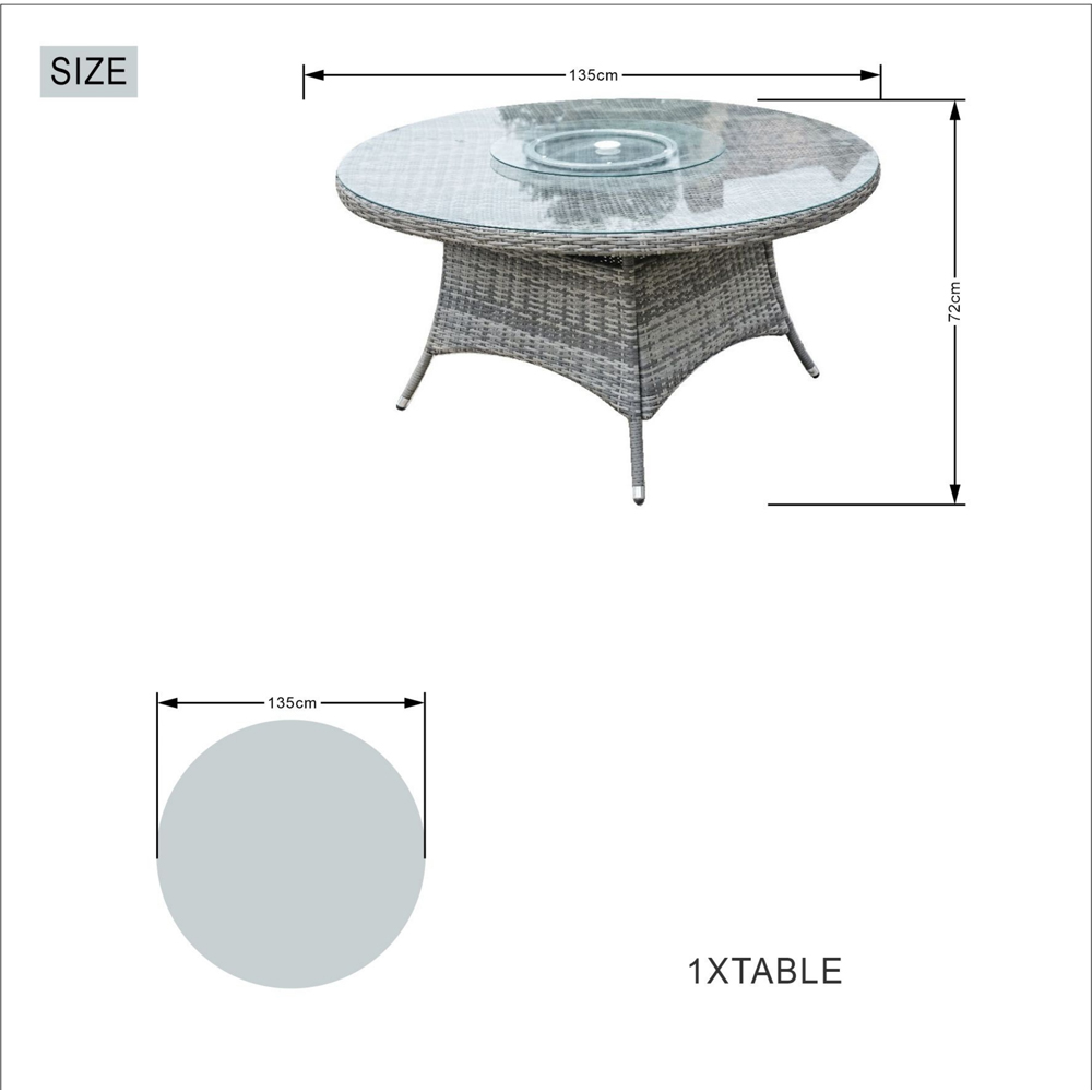 Direct Wicker 6 Seater Grey Rattan Garden Dining Table with Lazy Susan Image 6