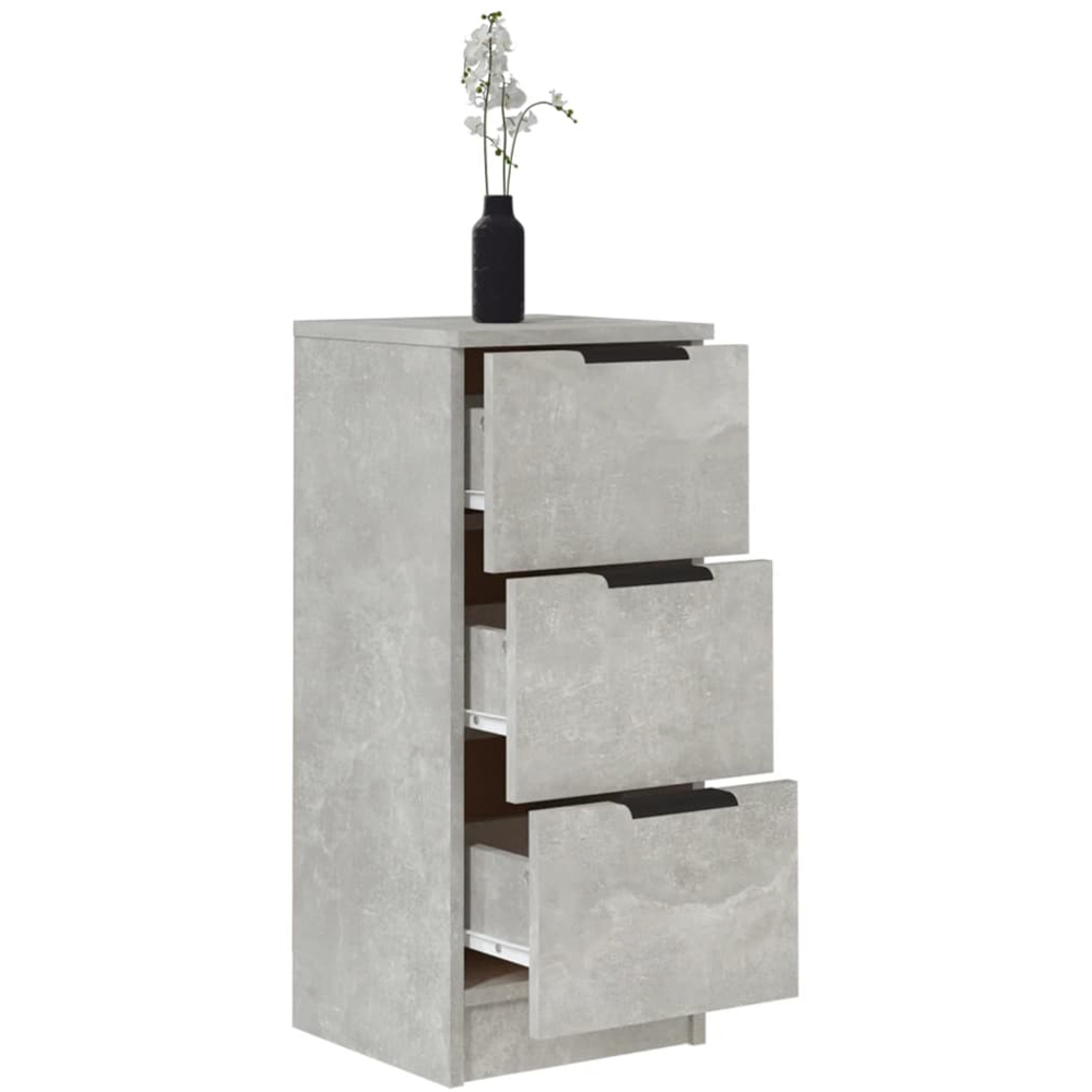 vidaXL 3 Drawer Concrete Grey Wooden Sideboard Image 5