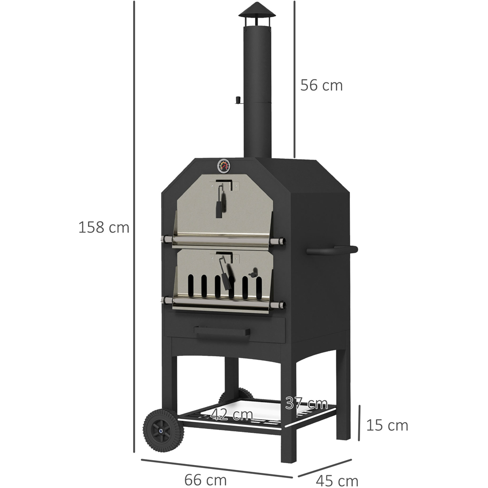 Outsunny Black 3 Tier Outdoor Pizza Oven Image 8