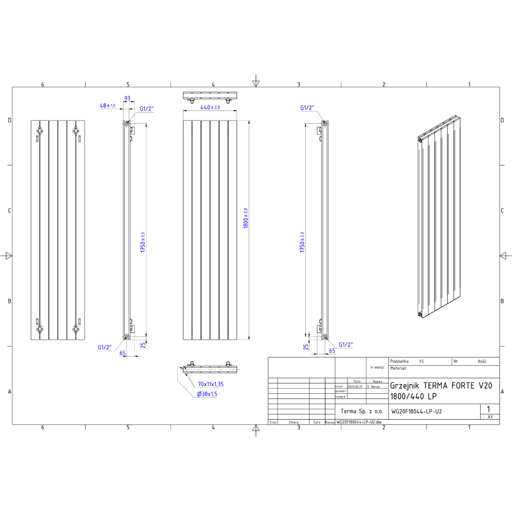 Terma Forte 4167 BTU White Double Panel Radiator 1800 x 440mm Image 9