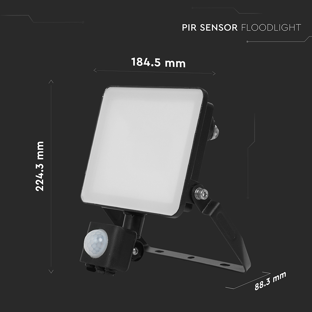 V-TAC 30W 3600 Lumens Daylight White LED Floodlight with PIR Sensor Image 9