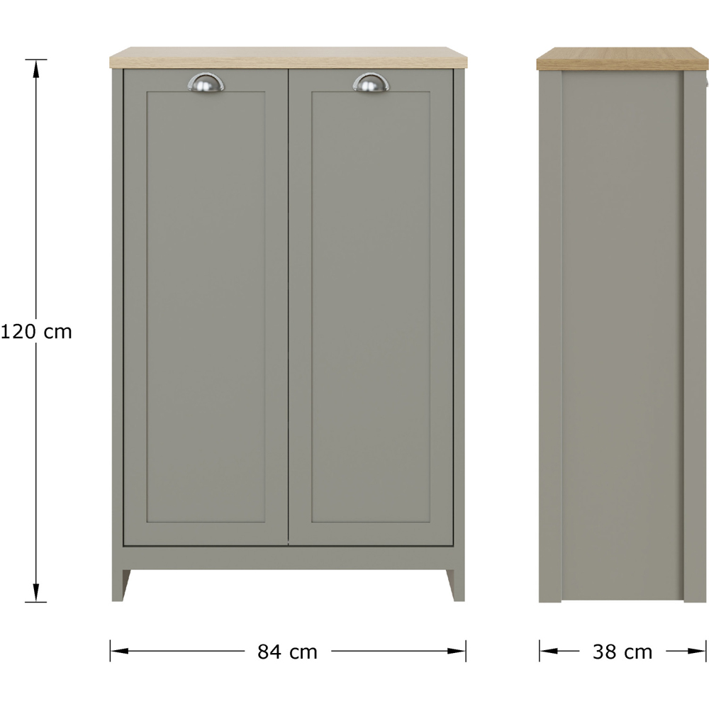 GFW Lancaster 2 Door Grey and Oak Tall Shoe Cabinet Image 8