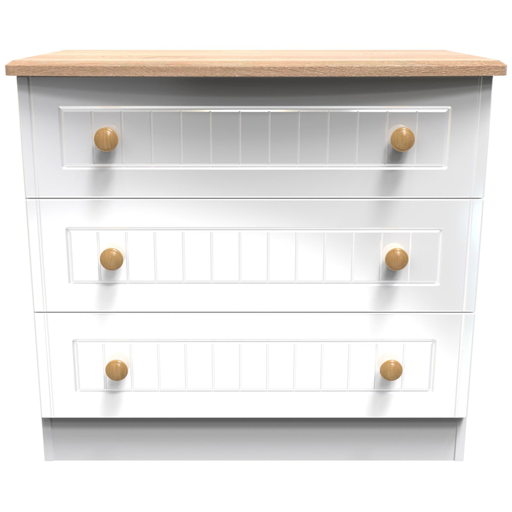 Crowndale Warwick 3 Drawer White Ash and Oak Chest of Drawers Image 2