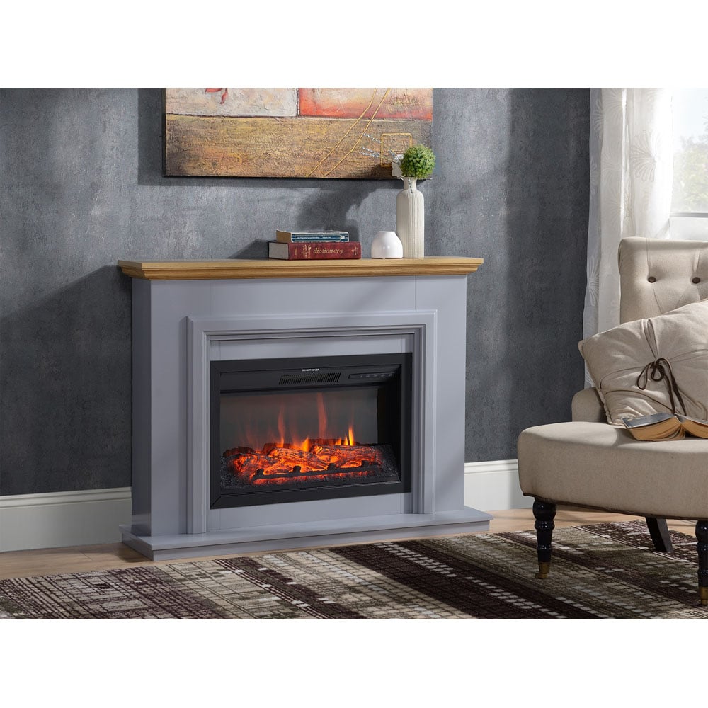 Focal Point Horsham Oak and Grey Electric Fire Suite Image 2