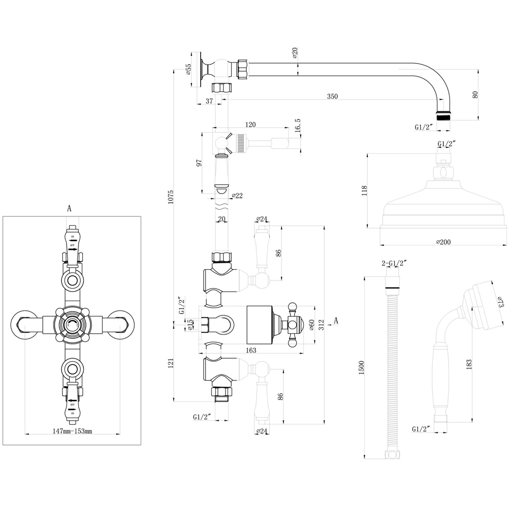 Bathstore Mirissa Chrome Exposed 2 Way Thermostatic Shower Valve Kit Image 2