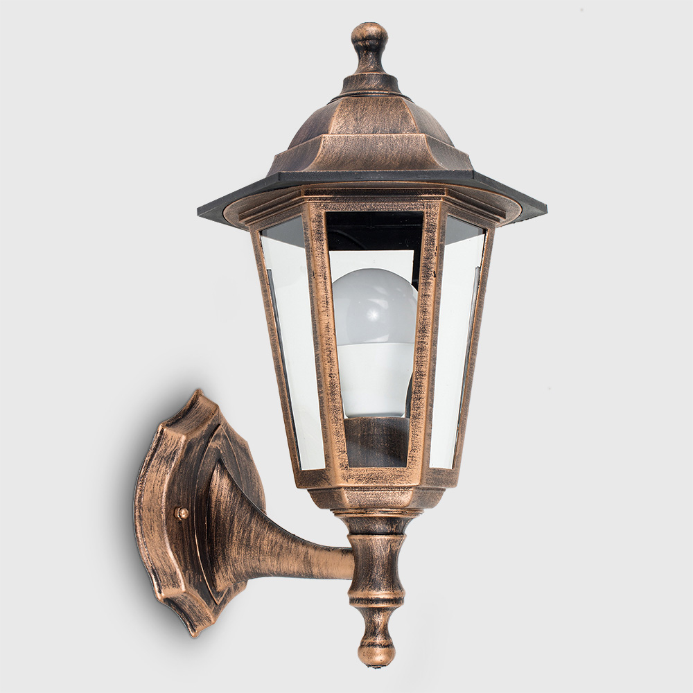 ValueLights Mayfair Brushed Gold LED Garden Wall Light Image 2