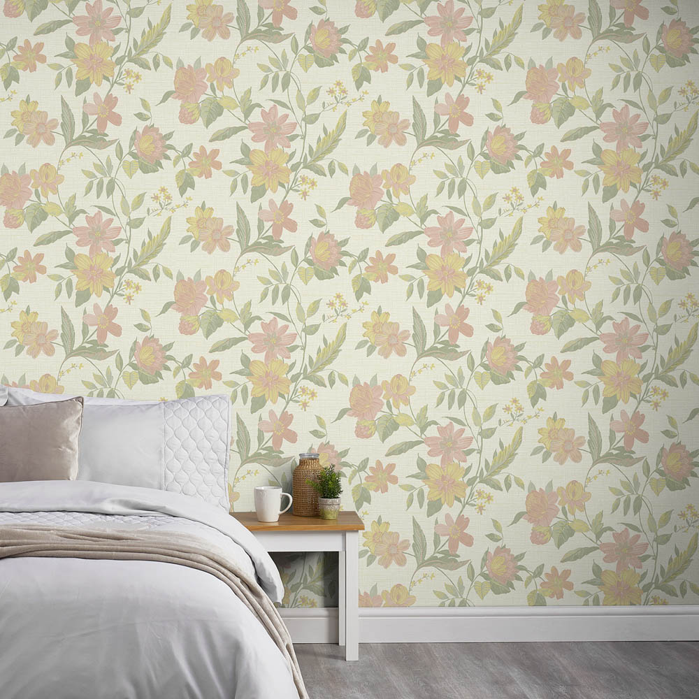 Grandeco Katsu Trail Floral Blown Blush Wallpaper Image 4