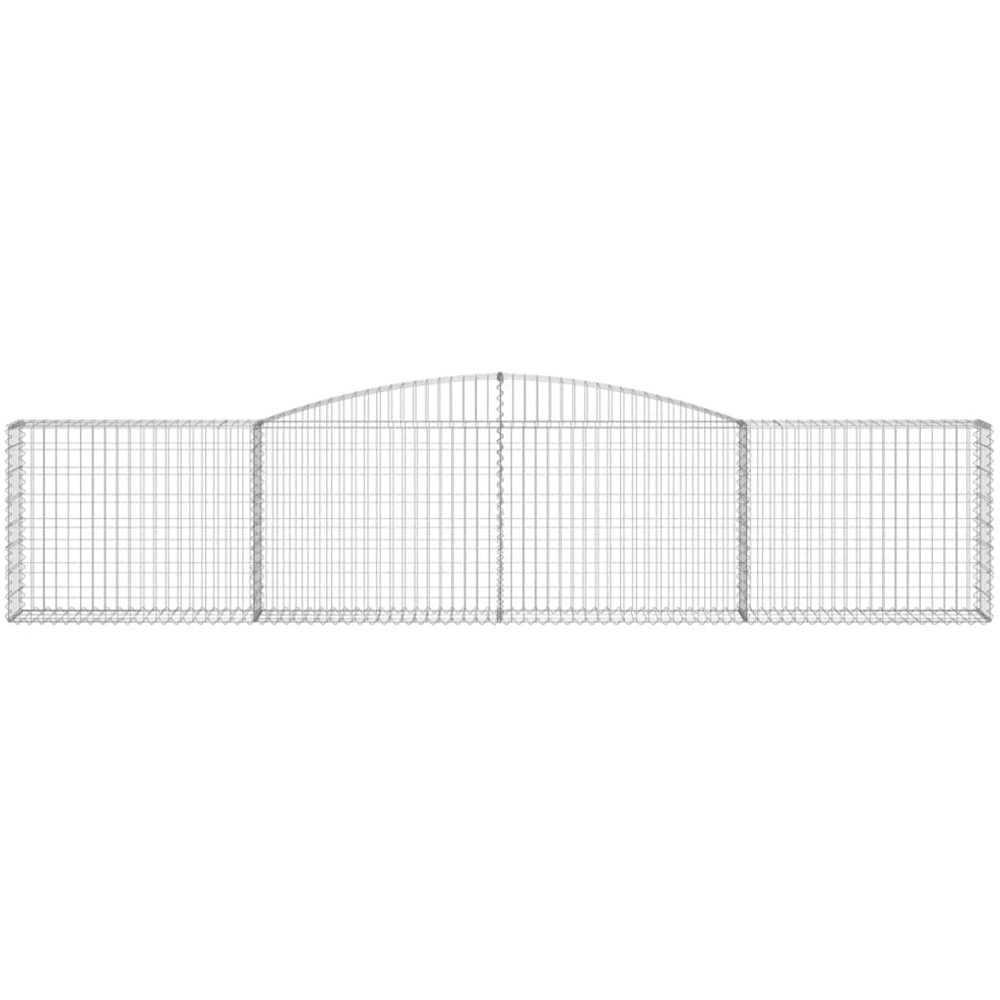 vidaXL Silver Galvanised Iron Arched Gabion Basket 80/100 x 30 x 400cm 9 Pack Image 2
