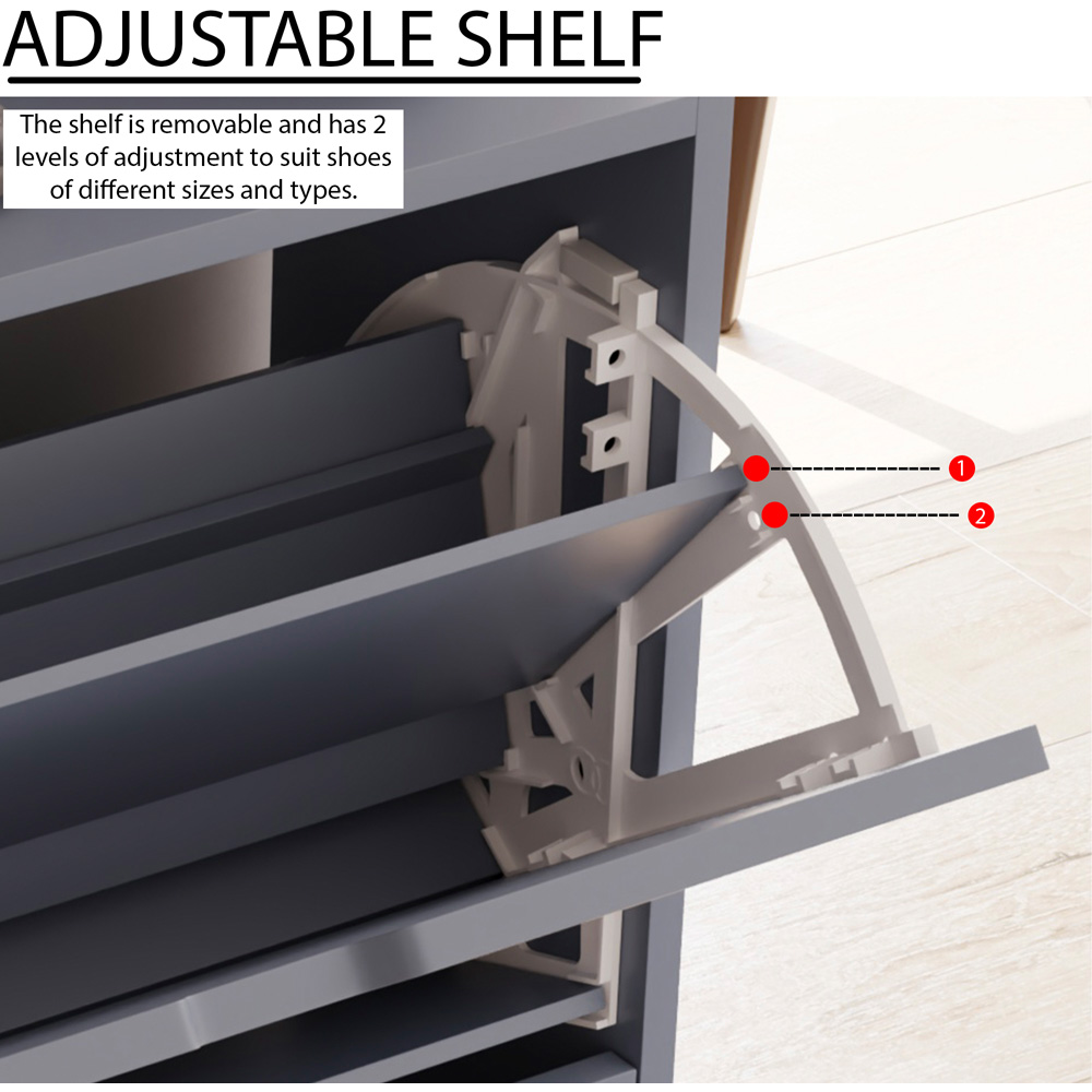 Vida Designs 3 Drawer Grey Shoe Cabinet Image 7