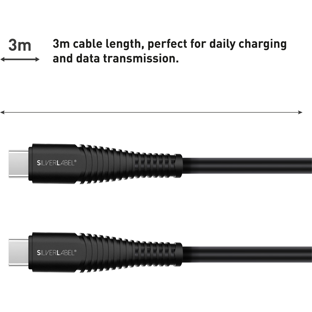 SilverLabel Black USB-C to USB-C Cable 3m Image 3