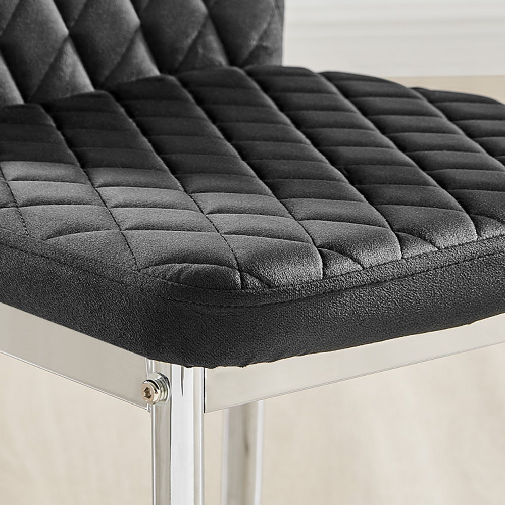 Furniturebox Arona Valera 4 Seater Round Dining Set Black and Chrome Image 9