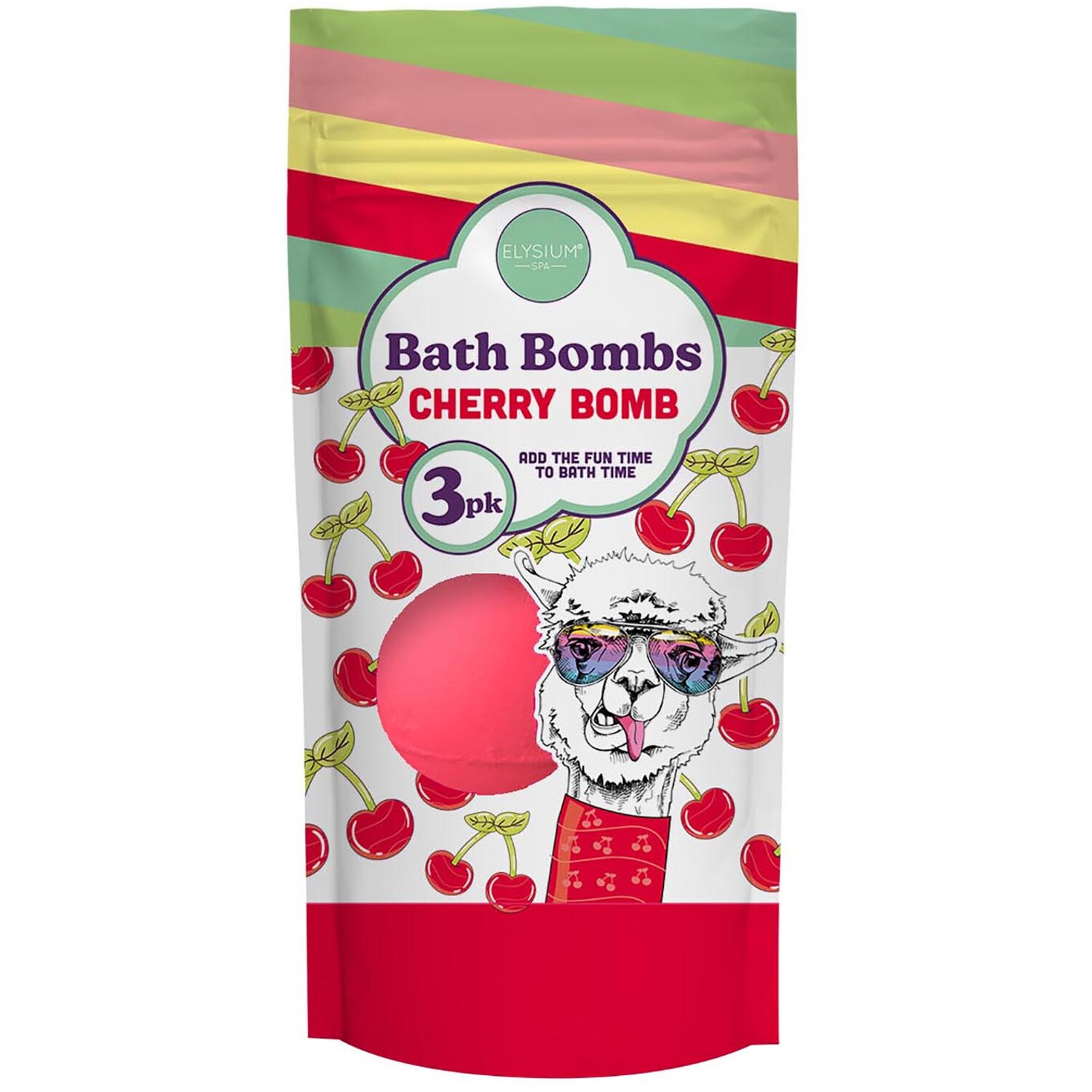 Pack of 3 Elysium Spa Cherry Bomb Bath Bombs - Red Image