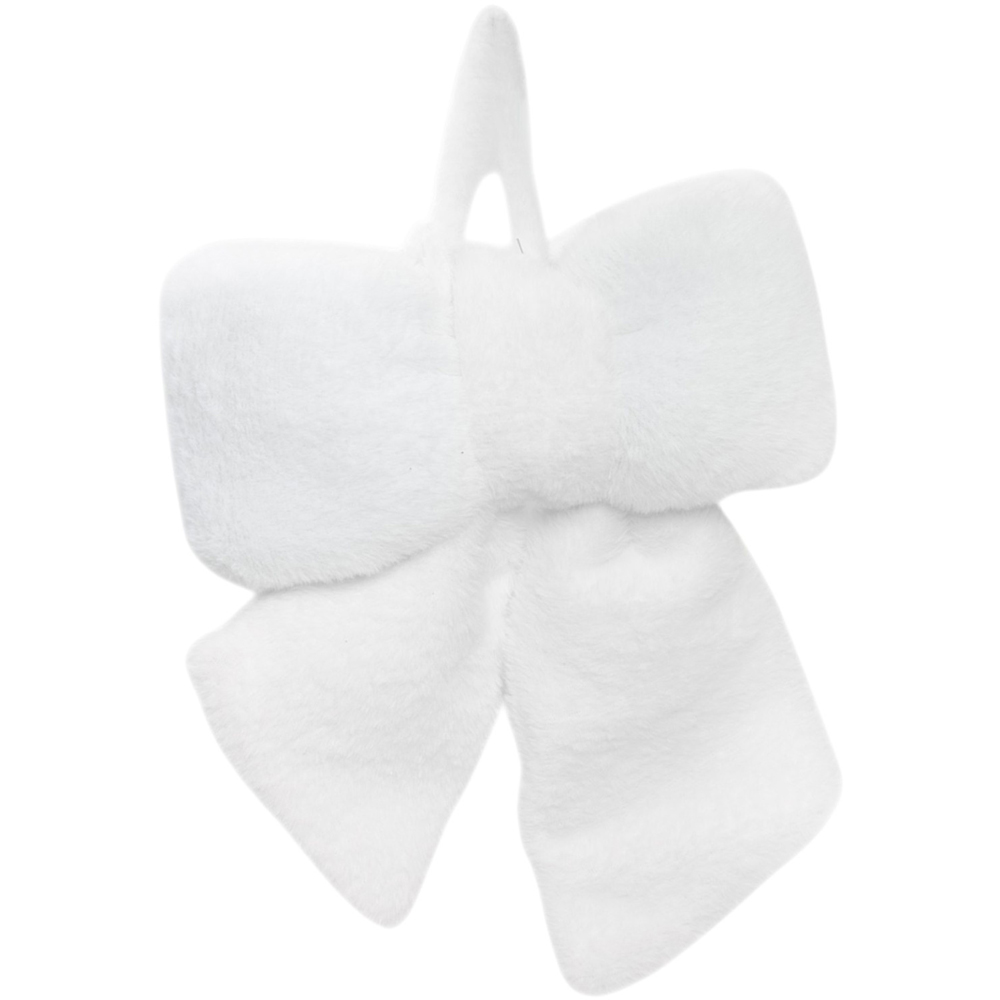 Fluffy Plush Bow Decoration White Image 1