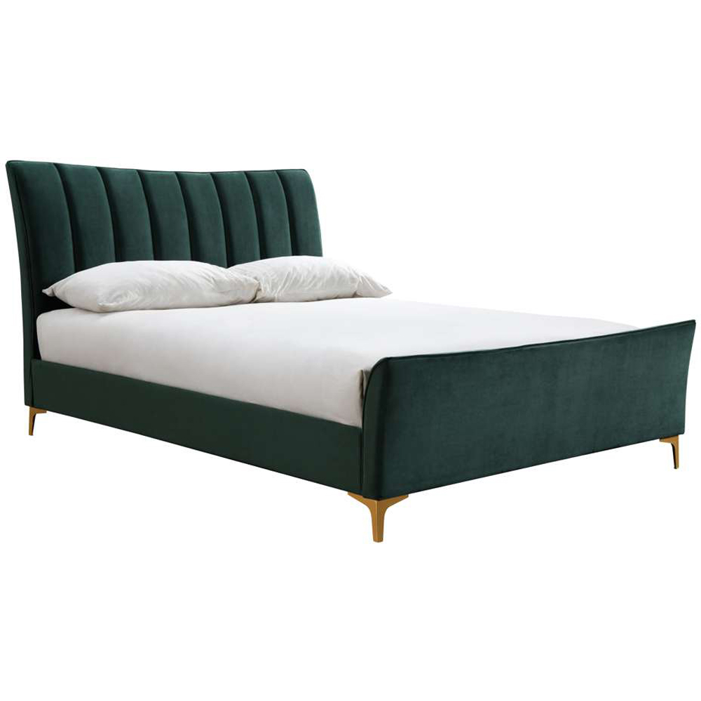 Clover Small Double Green Velvet Bed Image 2