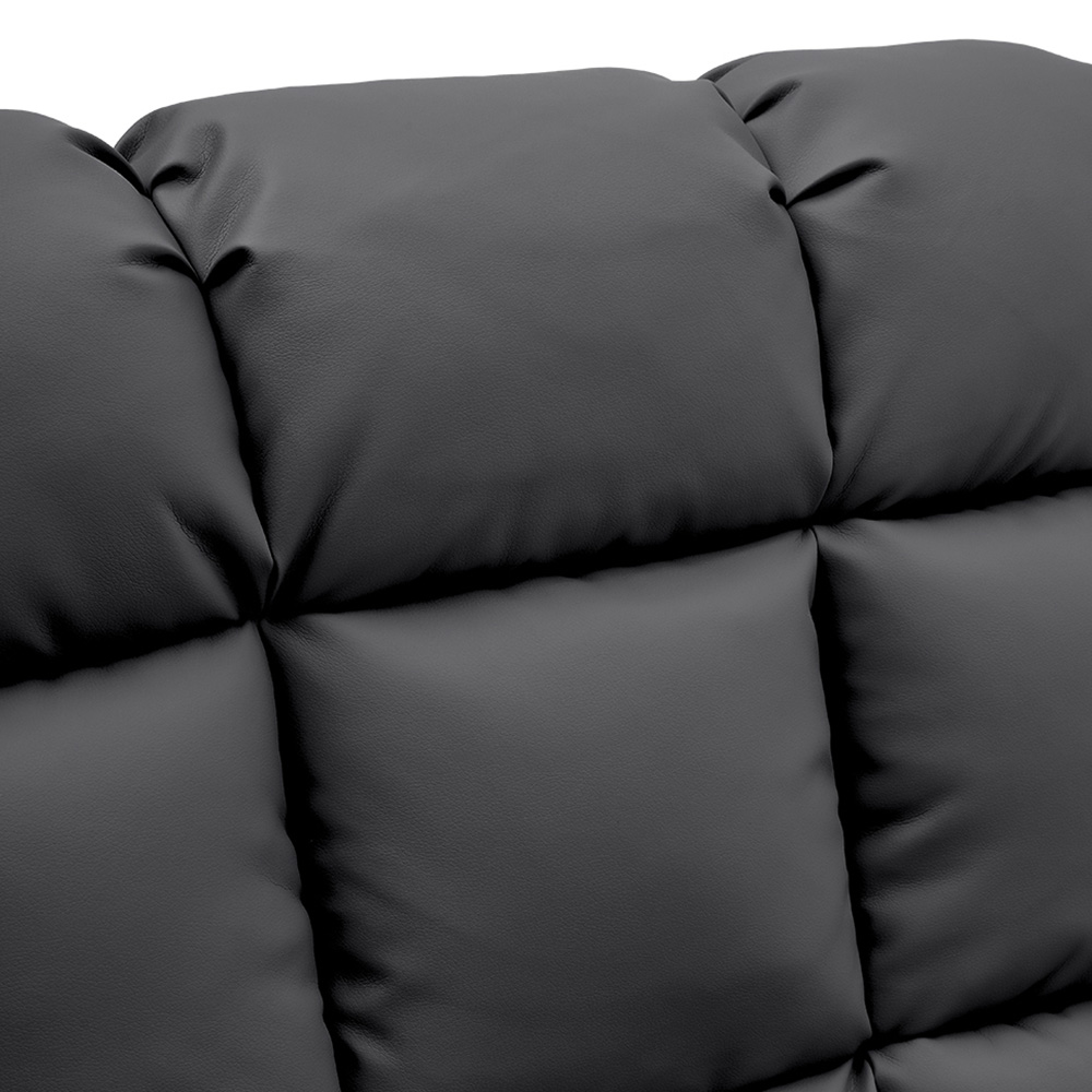 Living and Home Black Tufted Faux Leather Recliner with Control Switch Image 3