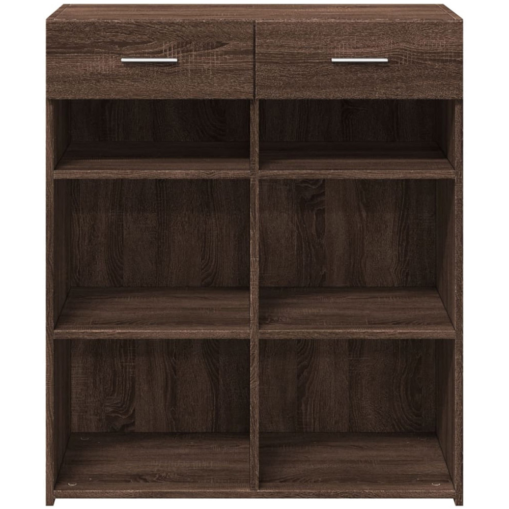 vidaXL 2 Drawer 6 Shelf Brown Oak Sideboard Image 4