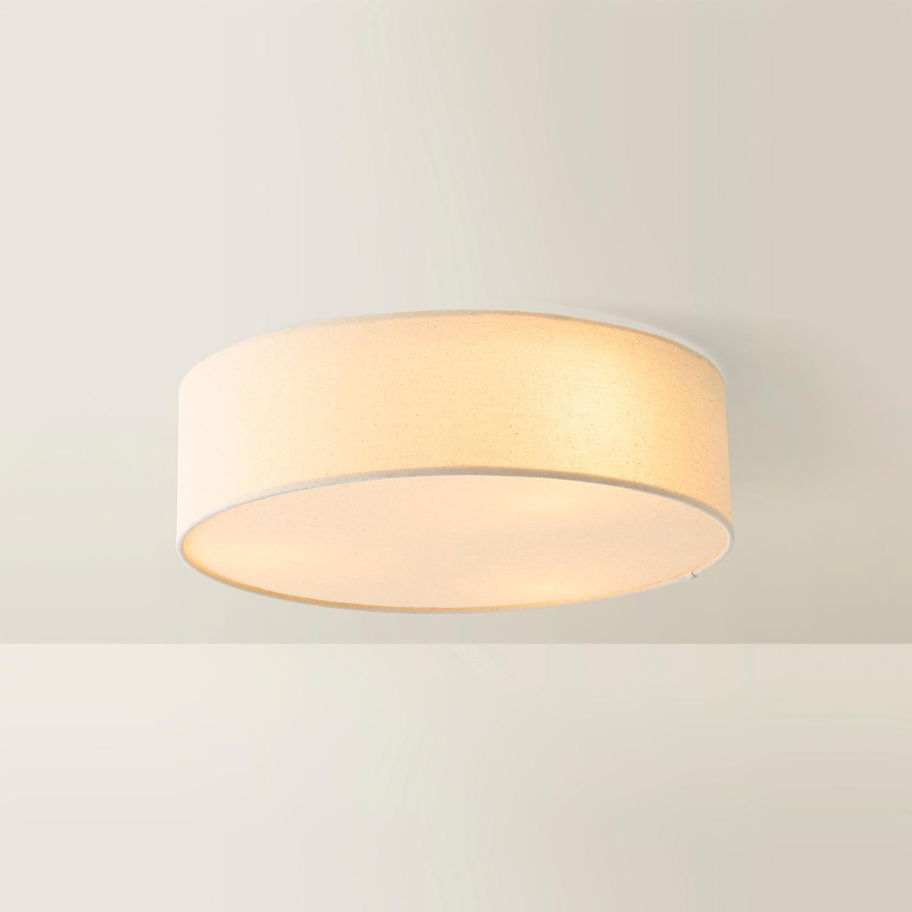 ValueLights Gwen White Linen Shade with Diffuser LED Flush Ceiling Light with Bulb Image 4