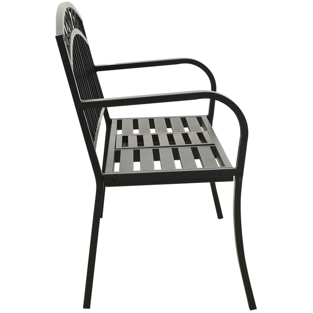 vidaXL 2 Seater Black Steel Garden Bench with Table Image 4