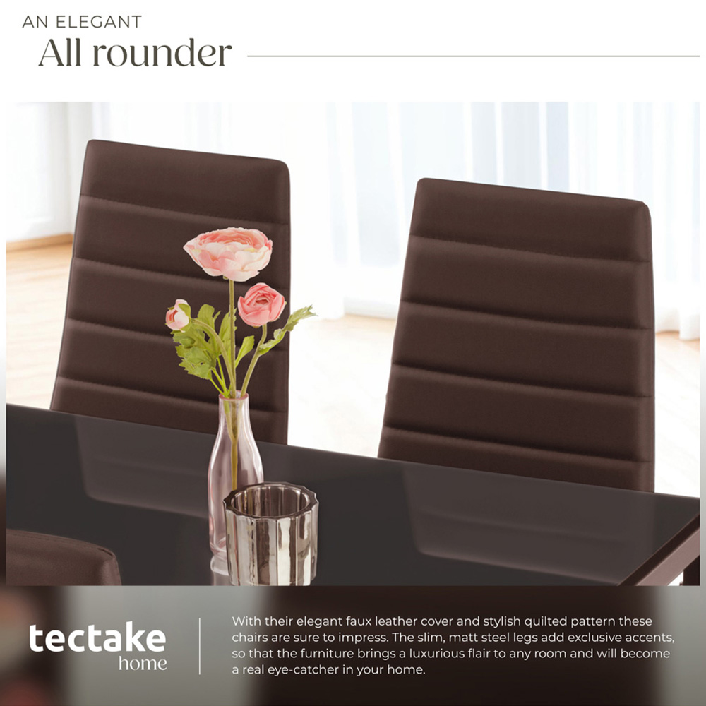 tectake Set of 6 Cappuccino High Backrest Padded Dining Chair Image 7