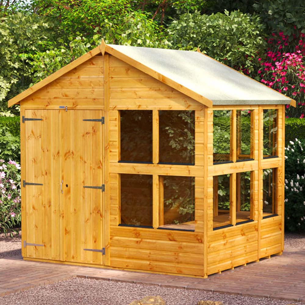Power 6 x 8ft Apex Potting Shed with Double Doors Image 2
