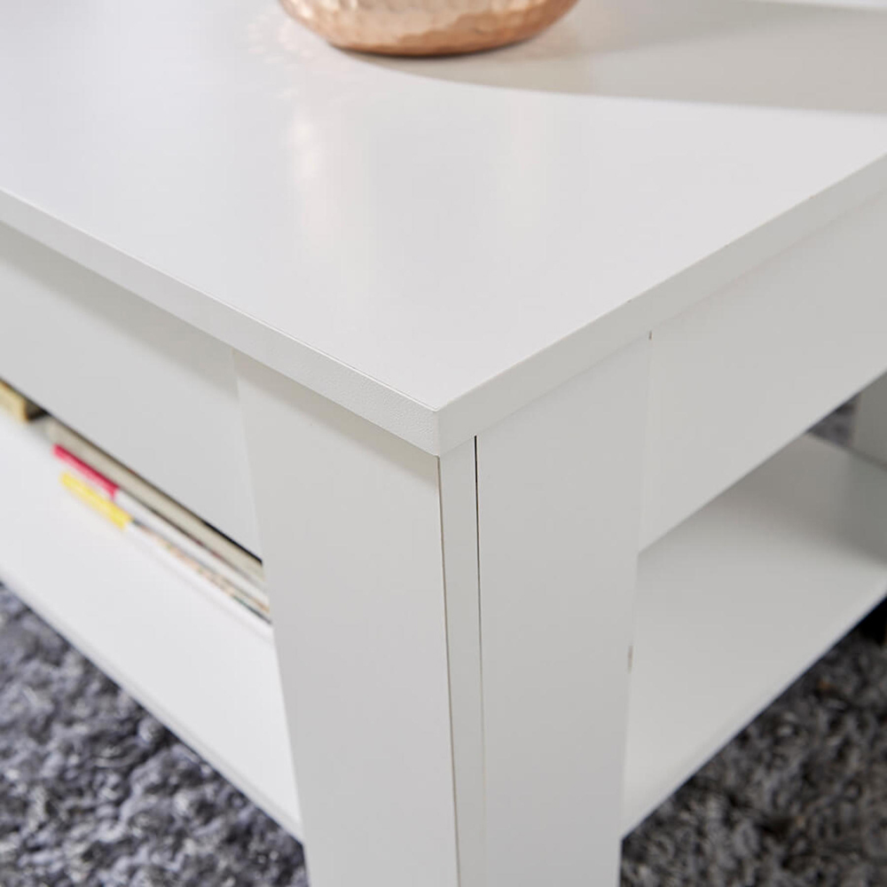 Home Source Orlando Single Shelf White Lift Up Storage Coffee Table Image 4