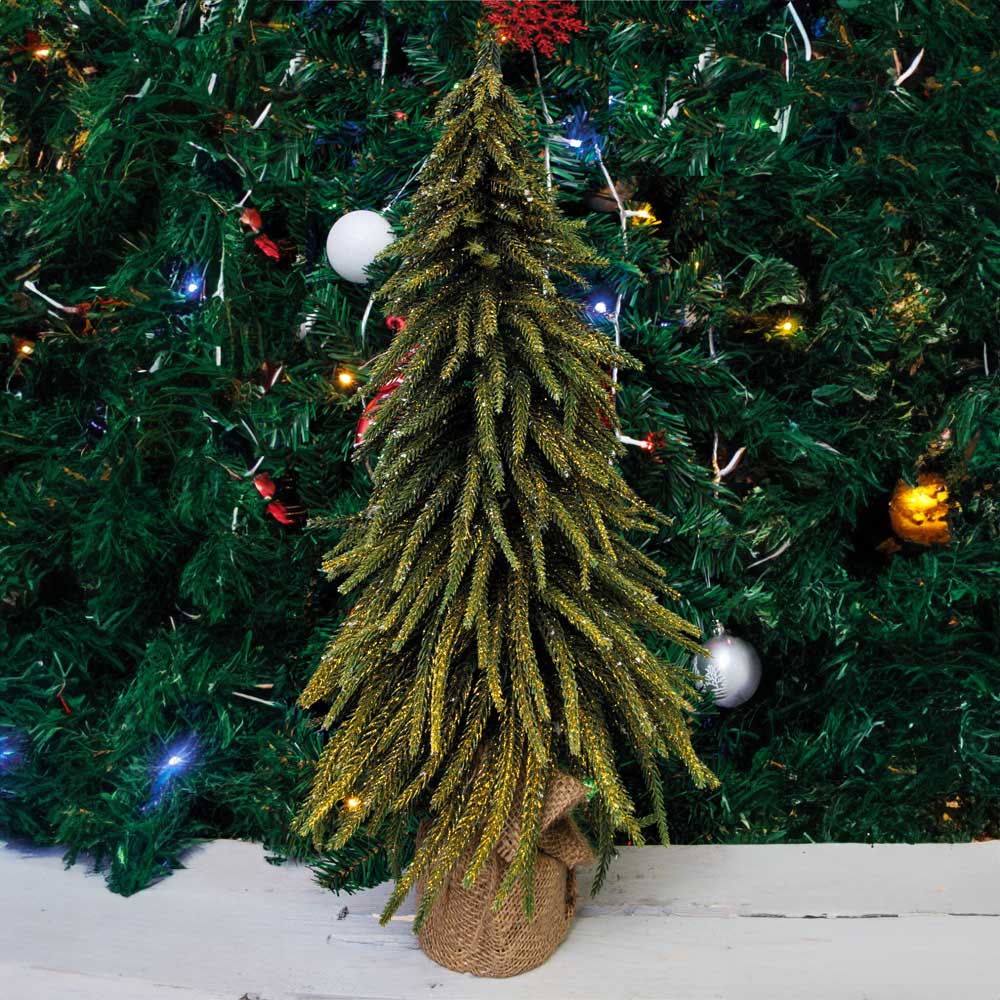 St Helens 52cm Green Gold Finish Mini Christmas Tree Image 3