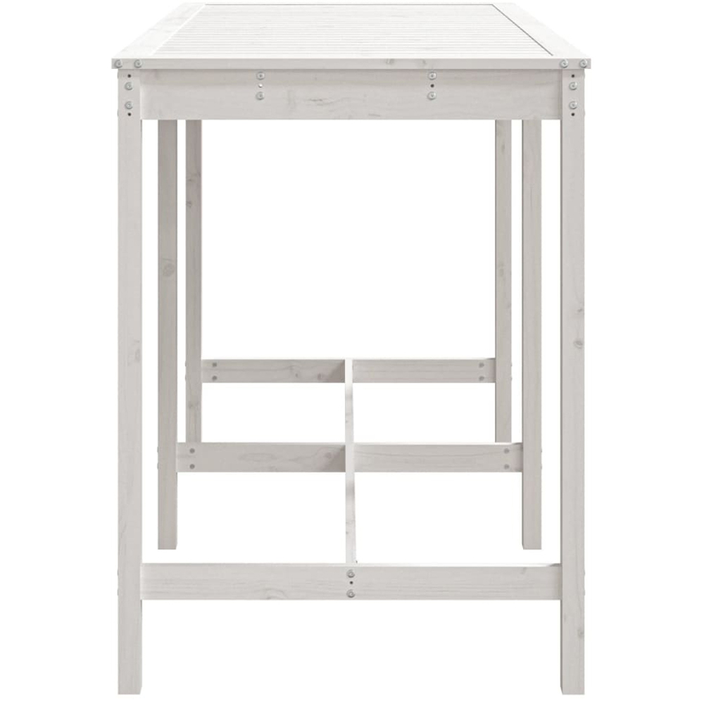 vidaXL 6 Seater Solid Pine Wood Slatted Garden Dining Table White Image 4