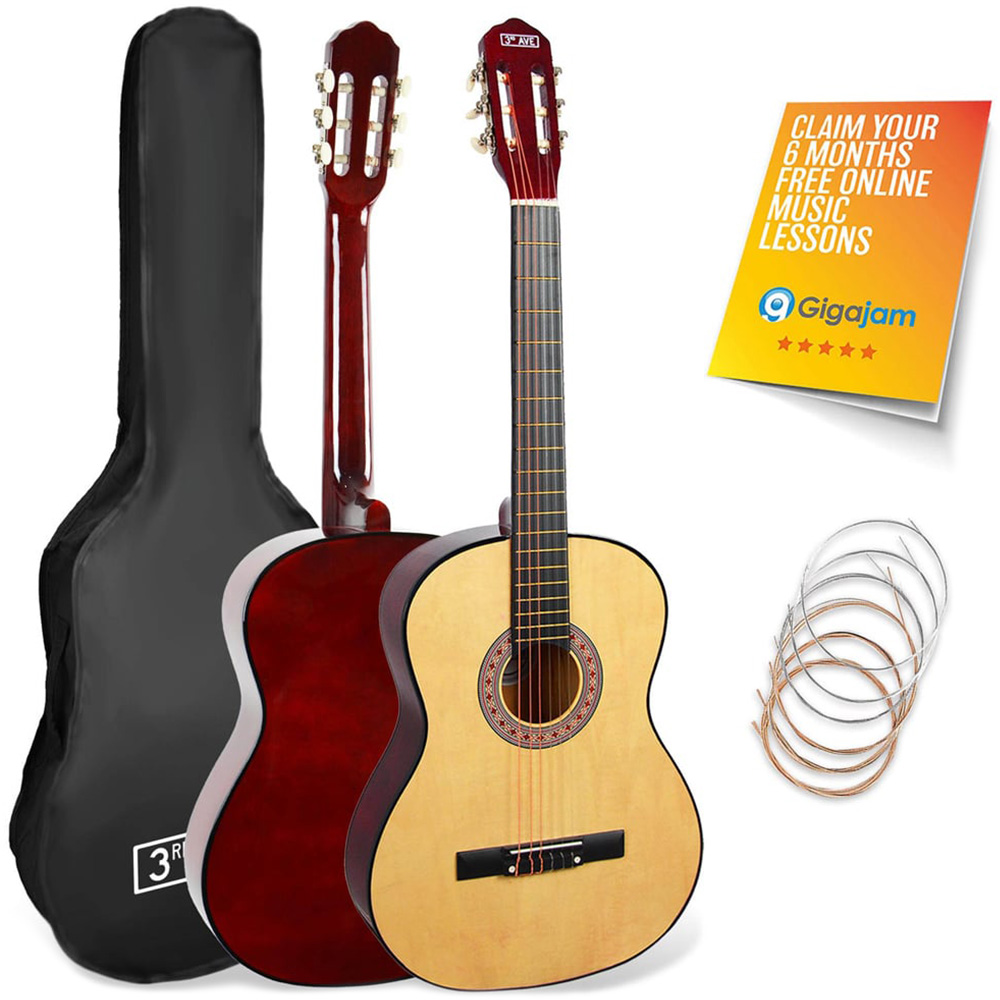 3rd Avenue Natural Three Quarter Size Classical Guitar Set Image 1