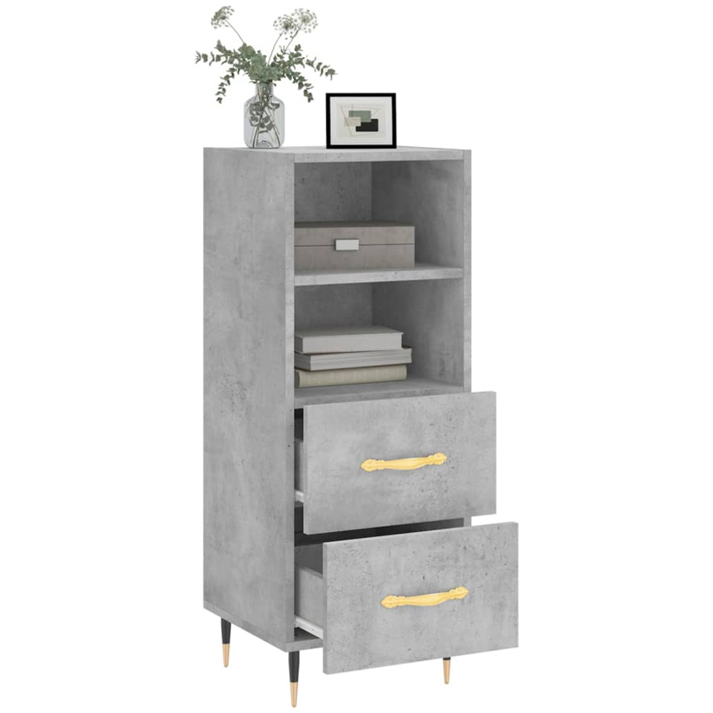 vidaXL 2 Drawer 2 Shelf Concrete Grey Sideboard Image 4