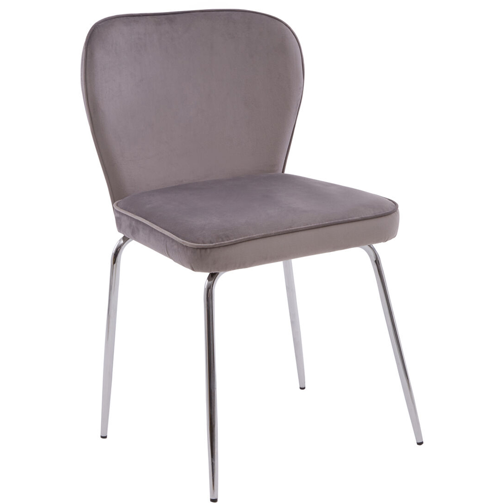 Premier Housewares Tamzin Mink and Chrome Finish Curved Upholstered Dining Chair Image 2