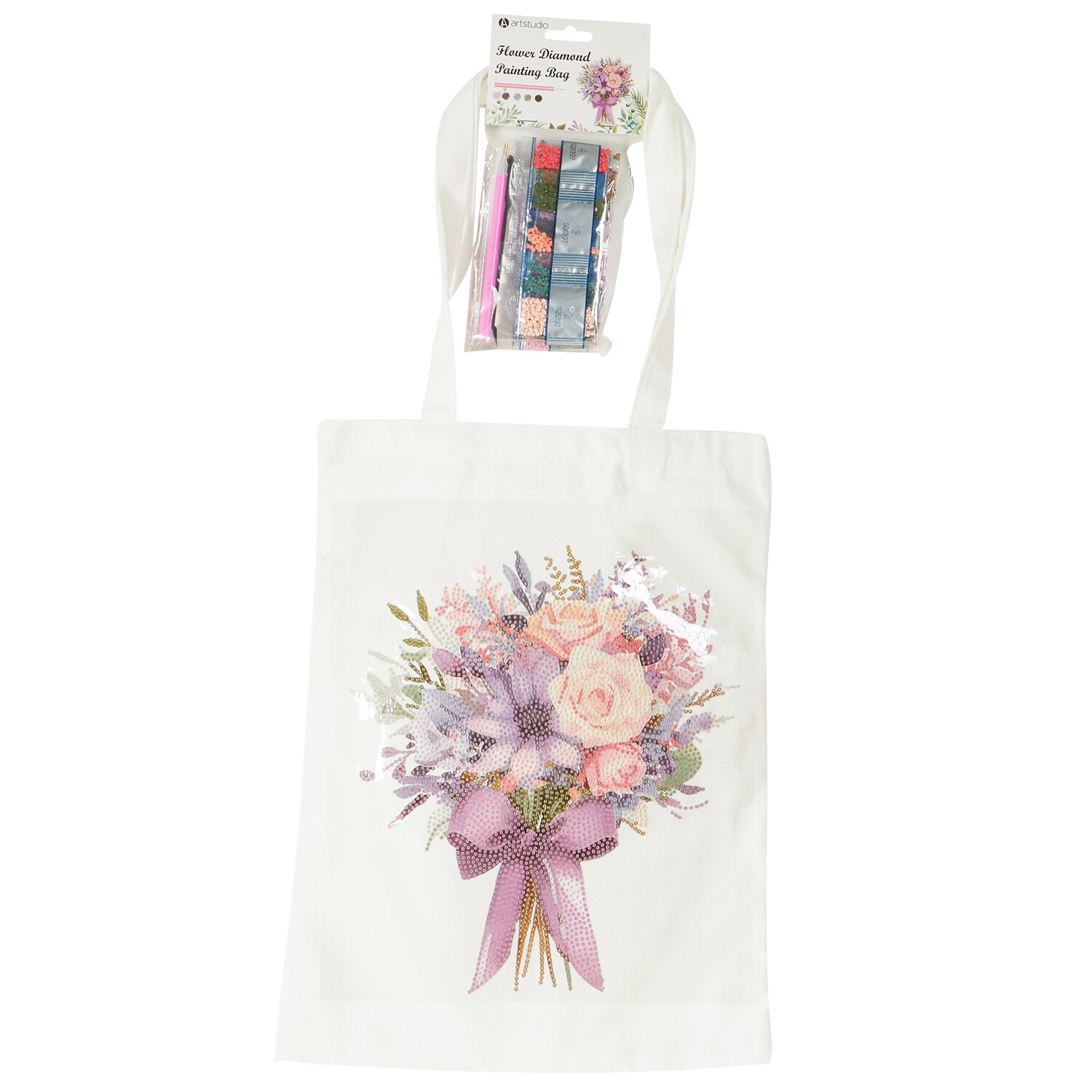 Heart or Flowers Diamond Painting Bag - White Image 4