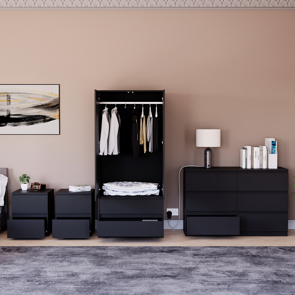 Denver Black 4 Piece Bedroom Furniture Set Image 3