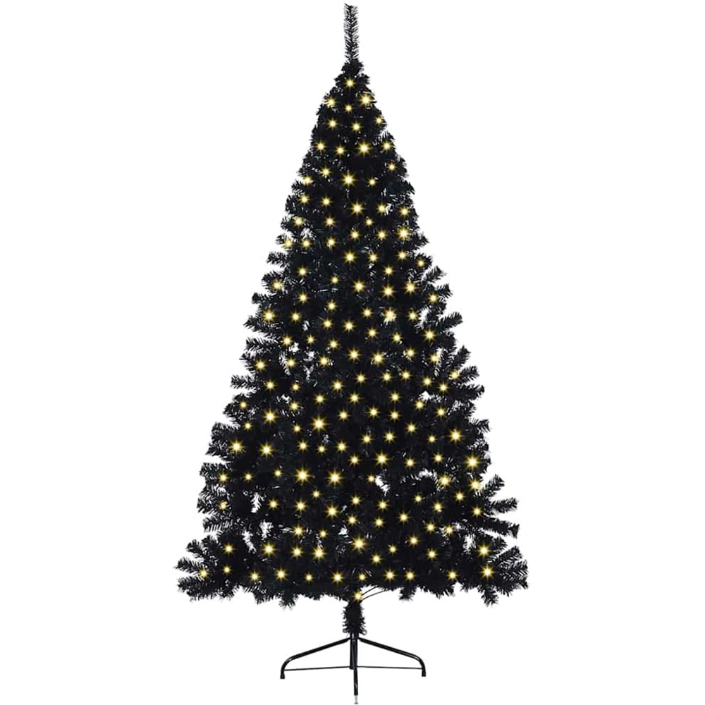 vidaXL Pre-Lit Black Artificial Christmas Tree 6ft Image 1
