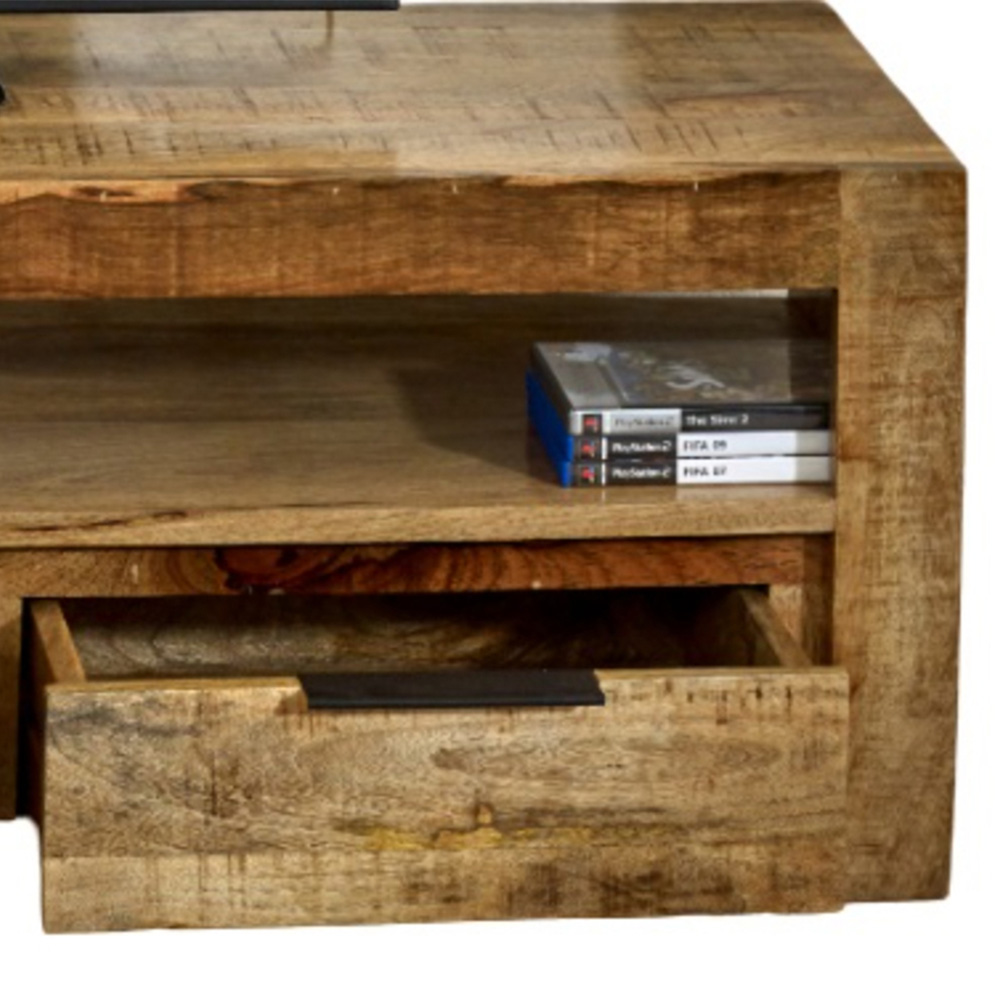 Brooklyn Surrey 3 Drawer Singe Shelf Solid Wood TV Unit Image 4