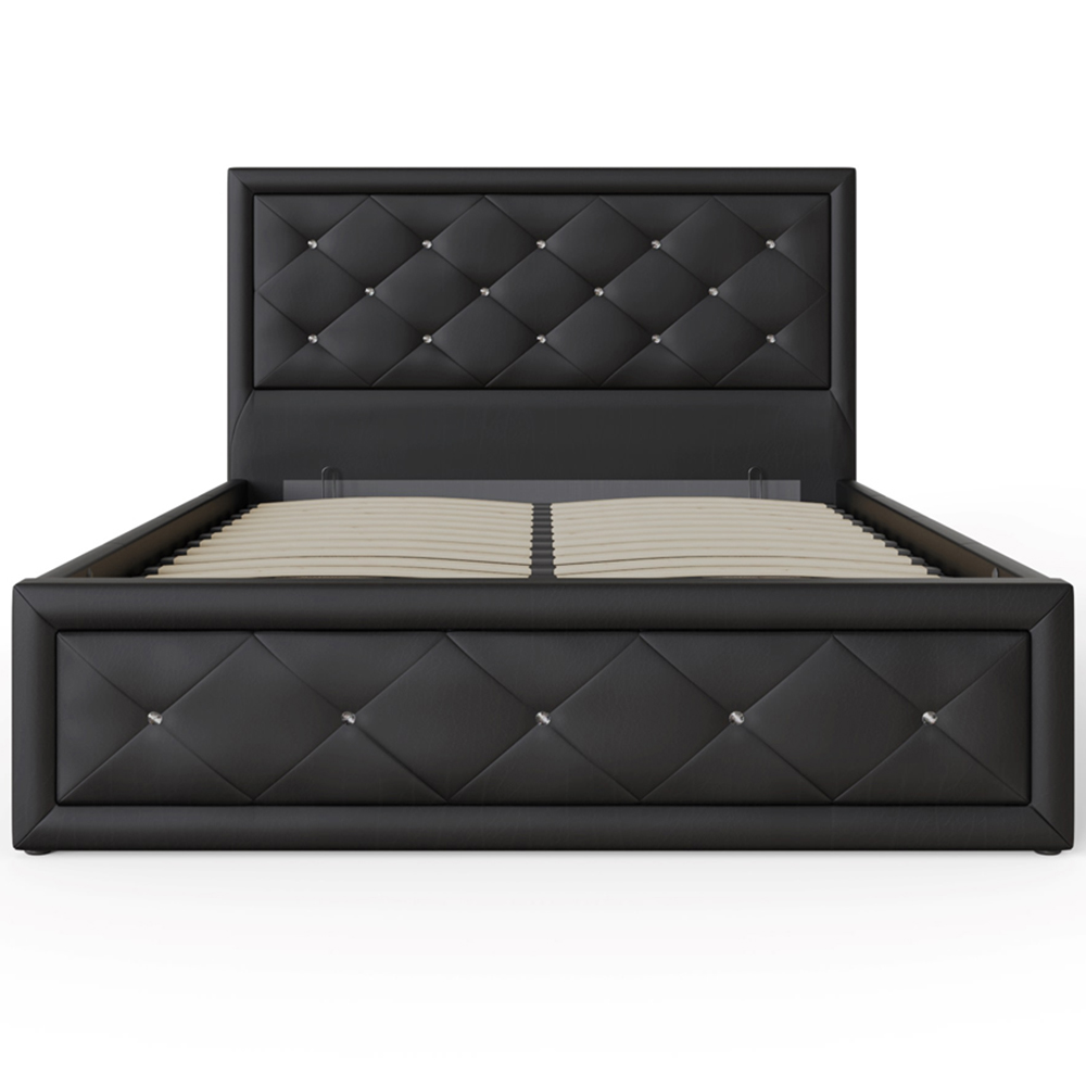 GFW Hollywood Double Black Gas End Lift Ottoman Bed with Buttoned Headboard Image 2