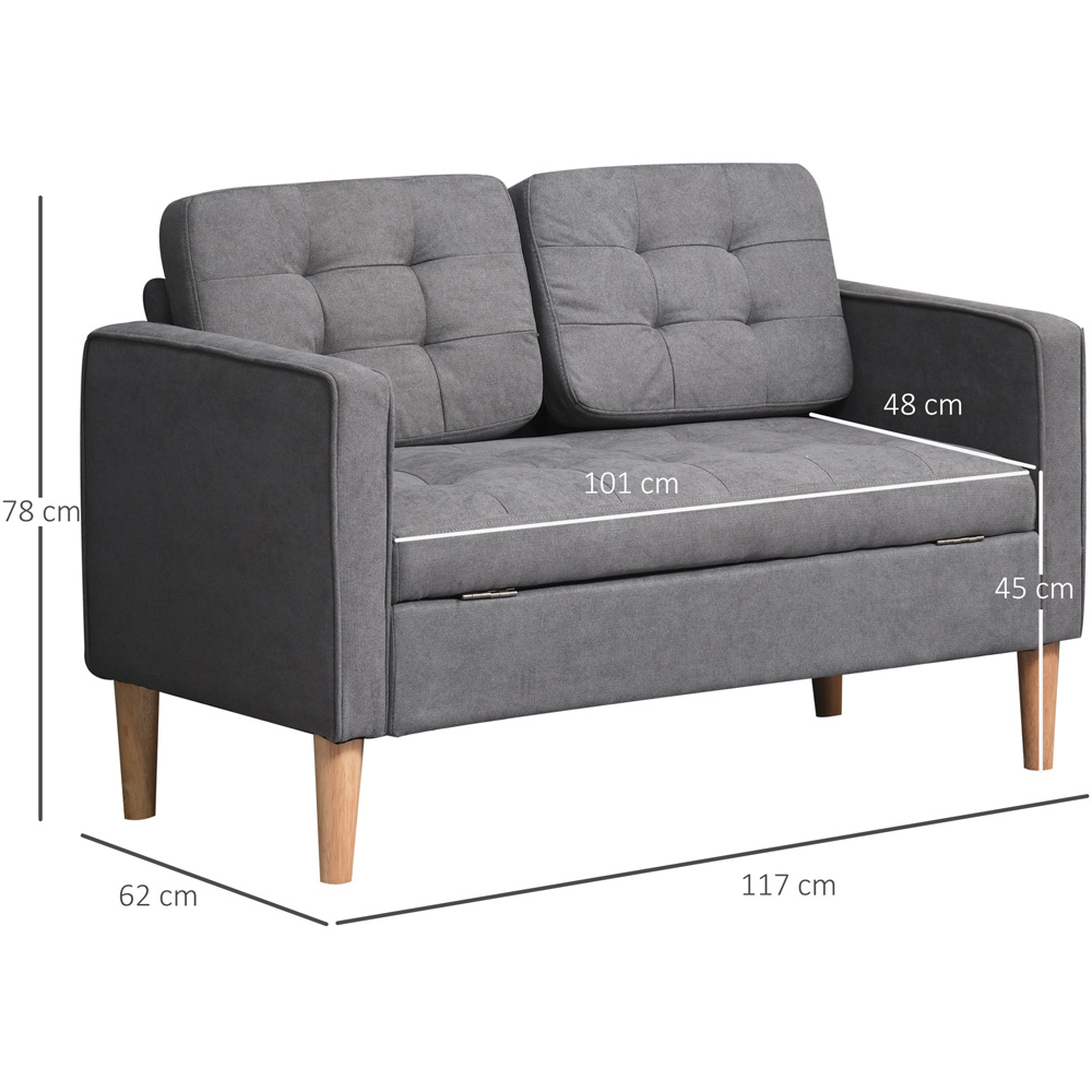 Portland 2 Seater Grey Cotton Sofa with Hidden Storage Image 7