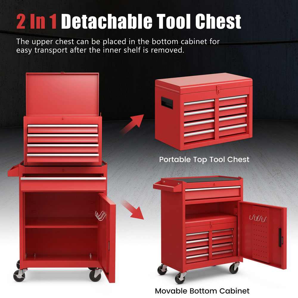 Costway 5 Drawer Red High Capacity Tool Storage Cabinet Image 5