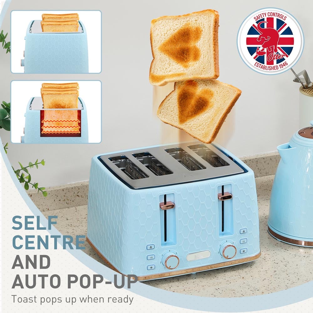 HOMCOM 800-180V71LB 1.7L Light Blue and 4 Slice Toaster Set Image 6