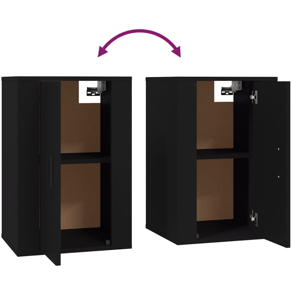 vidaXL Single Door Black Wall Mounted TV Cabinet Set of 2 Image 8