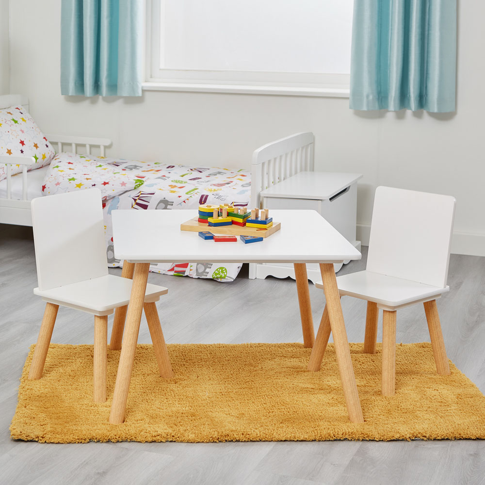 Liberty House Toys Kids White and Pinewood Table and Chairs Image 6