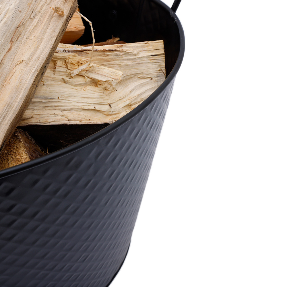 Charles Bentley Small Black Diamond Embossed Oval Bucket Image 6