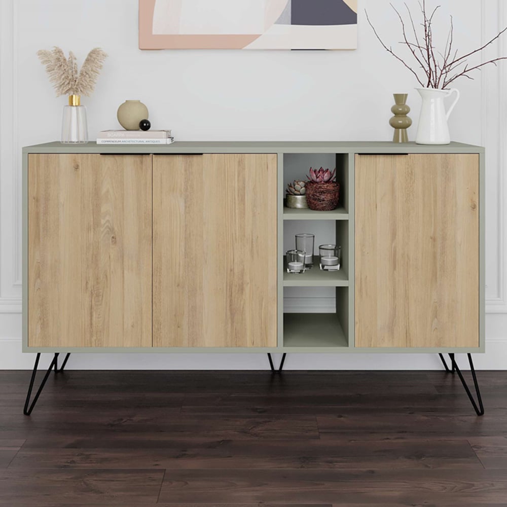Decortie Clara Ash Green and Oak Console Sideboard Image 1