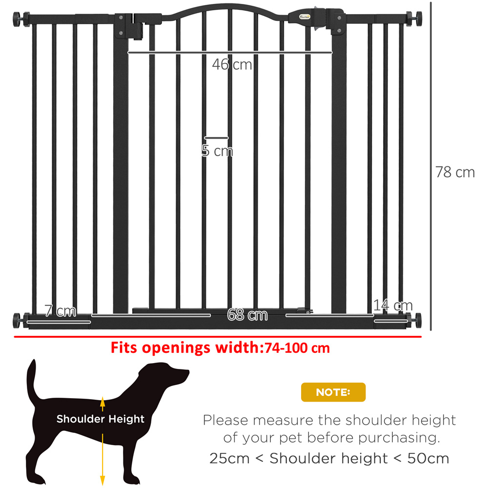 PawHut Black 74-100cm Adjustable Metal Pet Safety Gate Image 8