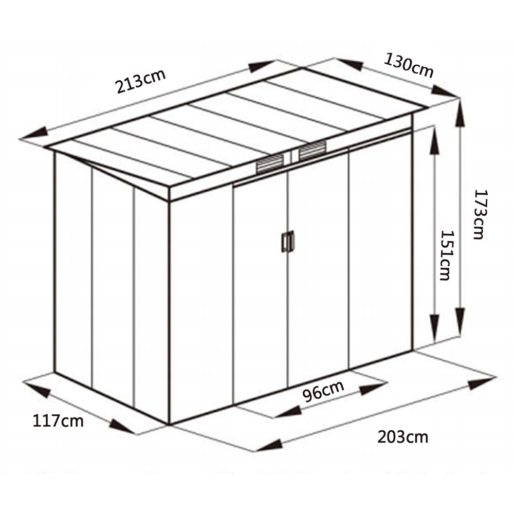 Costway Dark Grey Metal Garden Storage Shed with Sloping Roof Image 5