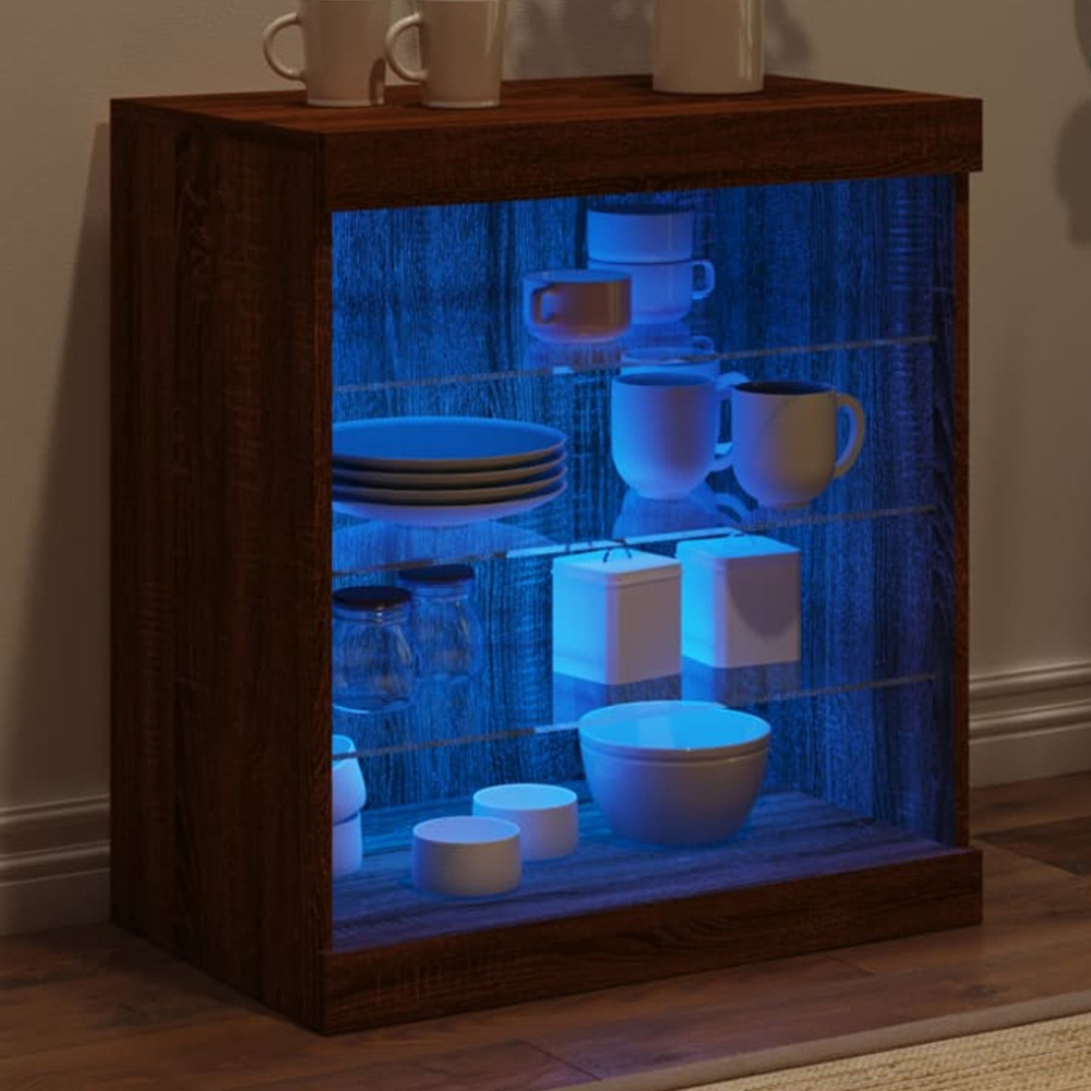 vidaXL 4 Shelf Brown Oak Sideboard with RGB LED Lights Image 1