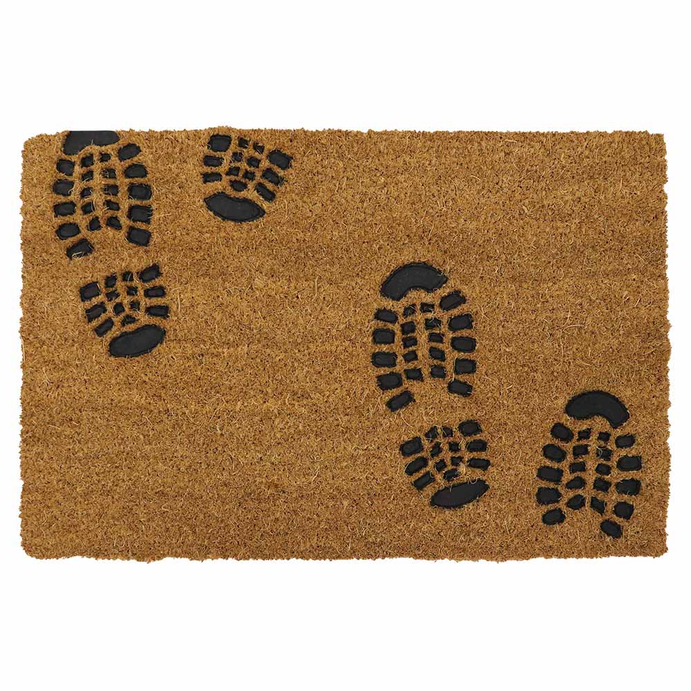 JVL Footprints Rubber Embossed PVC Coir Doormat 40 Image 1