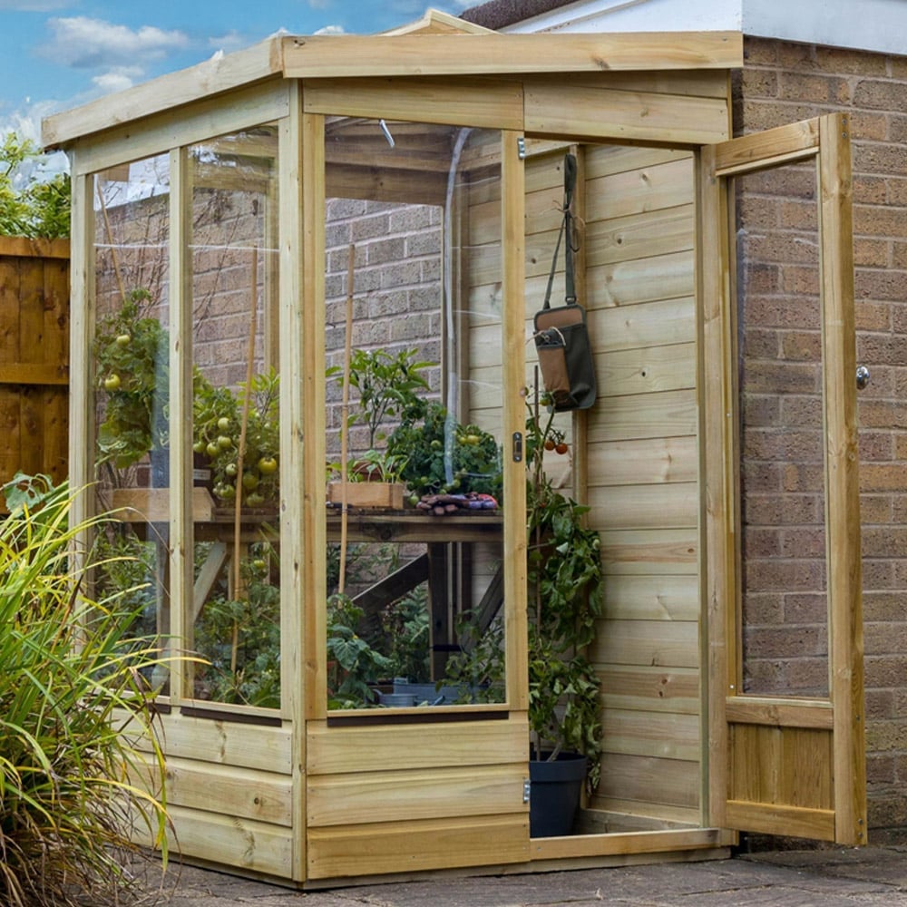Forest Garden Solid Back Wallscape Lean-to 4 x 4ft Greenhouse Image 2