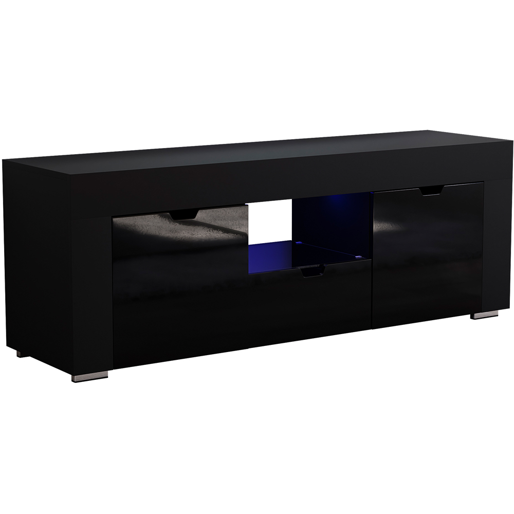 Vida Designs Eclipse 2 Door Single Drawer Single Shelf Black LED TV Unit Image 2