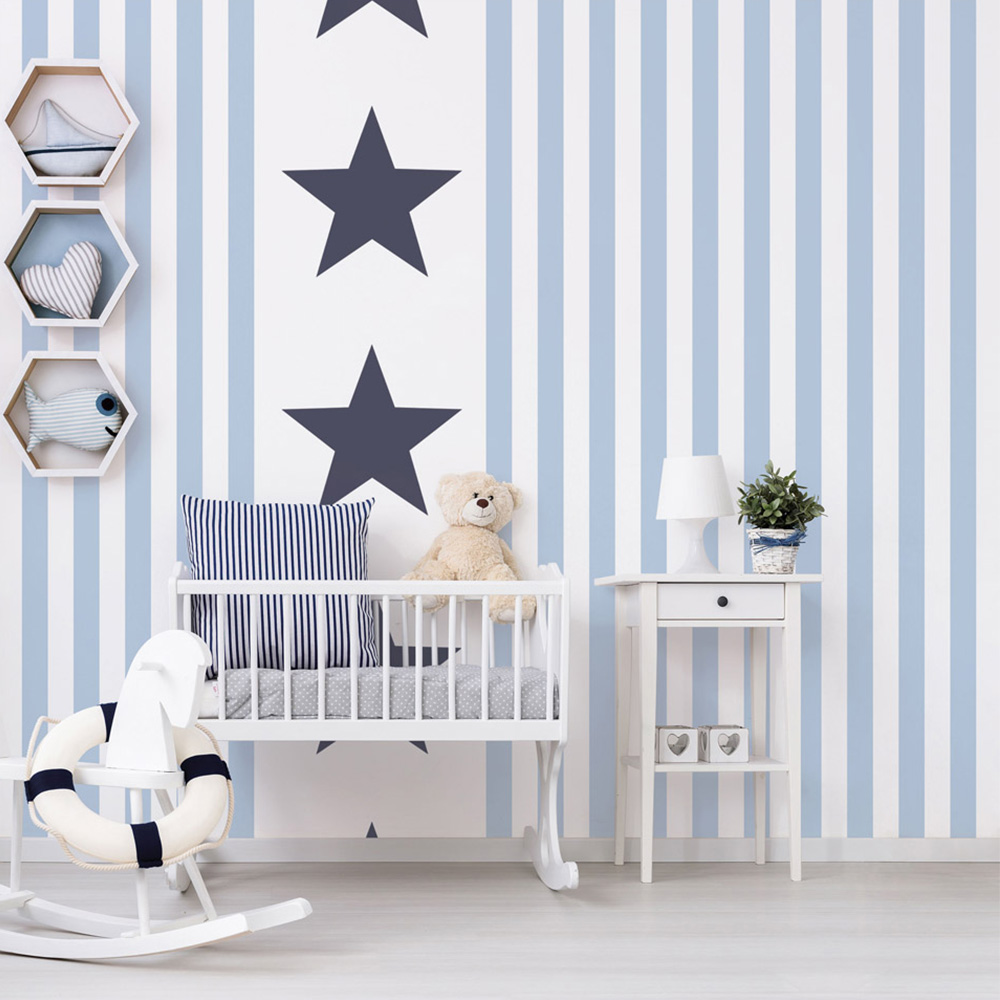 Galerie Deauville 2 Striped Blue and White Wallpaper Image 3