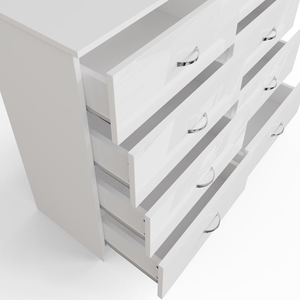 FWStyle Chilton 8 Drawer White Gloss Chest of Drawers Image 4